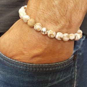 ⭐Frosted Wood Jasper Stone Men's Bracelet